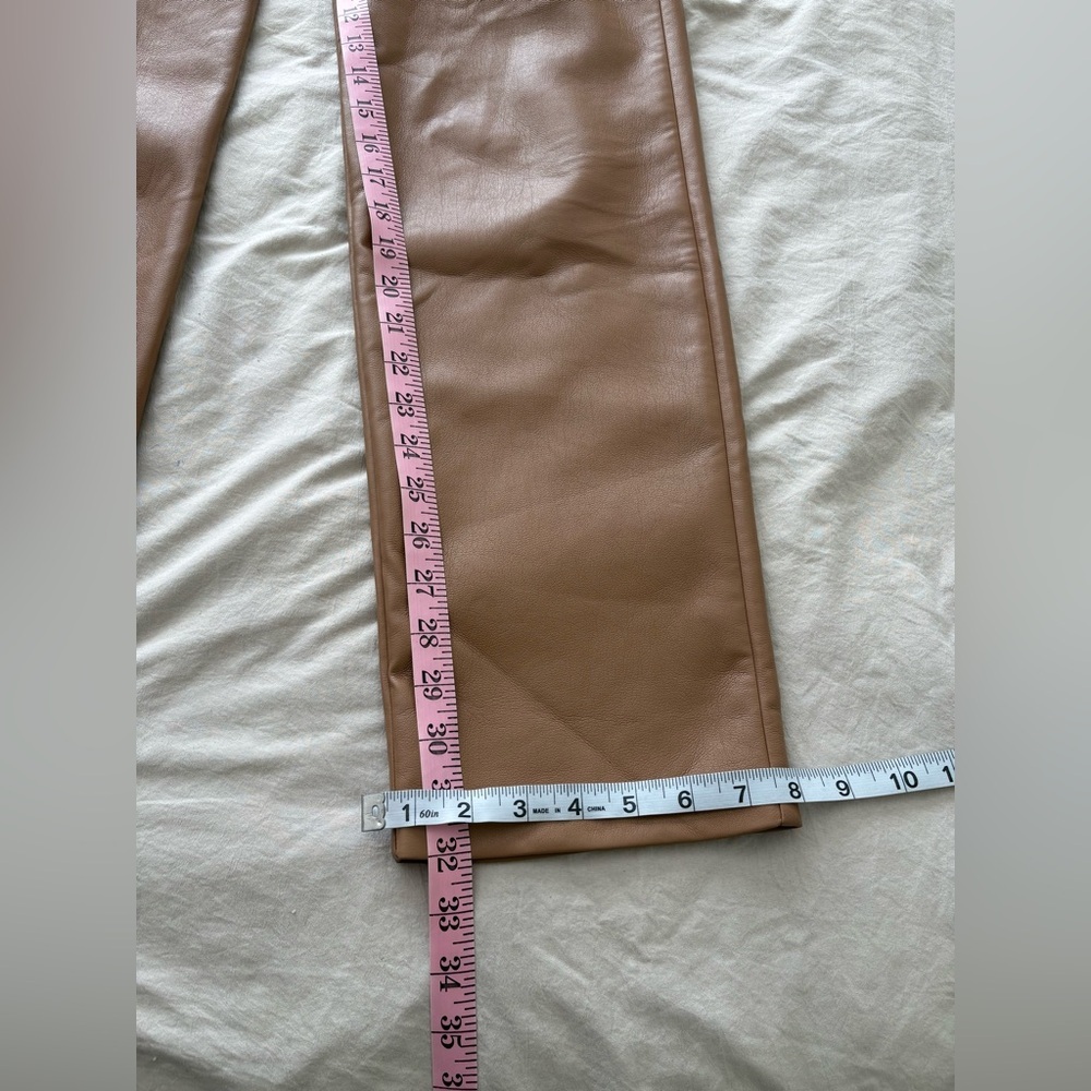 Wilfred Faux Leather Straight-Leg Pants in Caramel Brown Size 6 - Picture 7 of 7